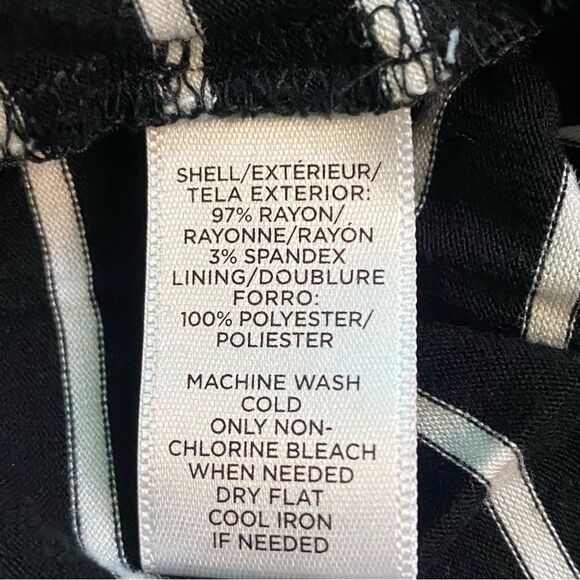 LOFT Black & White Striped Crossover Keyhole Back Sleeveless Mini Dress M Petite - Picture 9 of 10